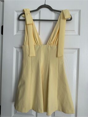 Zara Pale Yellow Mini Dress with Tie Straps